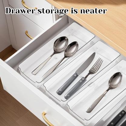 Cutlery Storage Organizer, Plastic Pantry and Kitchen Storage, Plastic Cutlery Utensil Caddy for Kitchen Countertop Organization, Holds Fork, Knife, Spoon, Silverware Tableware Storage Box