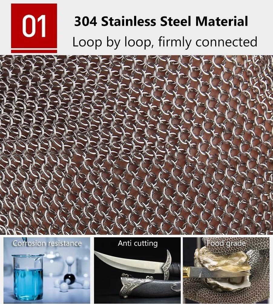 Cut Resistant Chainmail Glove, Left Right Hand Universal, Oyster Shucking Kitchen Mandoline Chef Slicing Fish Fillet (Size : M/A Pack of one)