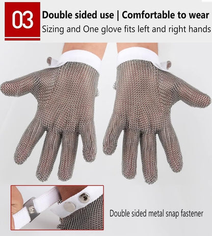 Cut Resistant Chainmail Glove, Left Right Hand Universal, Oyster Shucking Kitchen Mandoline Chef Slicing Fish Fillet (Size : M/A Pack of one)