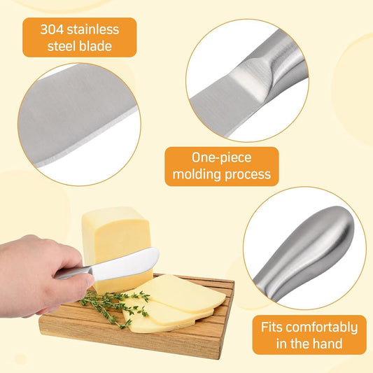 Spreader Knife Set,4-Piece Cheese and Butter Spreader Knives,Mini Serving Tongs,Stainless Steel Multipurpose Butter Knives