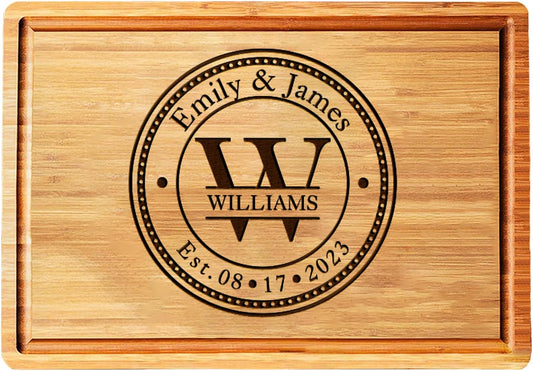 Personalized Cutting Board Wedding Gift - Custom Wood Wedding Registry Gift, Personalized Bridal Shower Gifts for the Couple, Engraved Charcuterie Board, 50th Anniversary Monogram Cutting Board