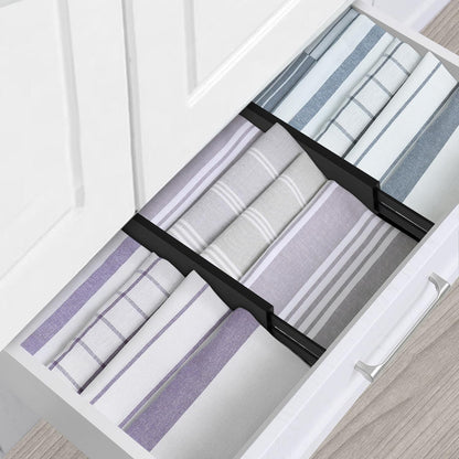 4 Pcs Bamboo Kitchen Drawer Dividers, Large Drawers Organizers | Adjustable Spring Loaded Expandable Organization, Works in Dresser, Bathroom, Bedroom, Office, Fit 17.8"-20.6" Drawer, 2.4"H