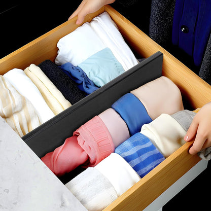 4 Pcs Bamboo Kitchen Drawer Dividers, Large Drawers Organizers | Adjustable Spring Loaded Expandable Organization, Works in Dresser, Bathroom, Bedroom, Office, Fit 17.8"-20.6" Drawer, 2.4"H