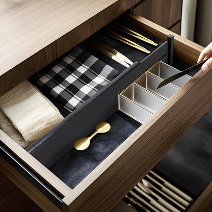 4 Pcs Bamboo Kitchen Drawer Dividers, Large Drawers Organizers | Adjustable Spring Loaded Expandable Organization, Works in Dresser, Bathroom, Bedroom, Office, Fit 17.8"-20.6" Drawer, 2.4"H