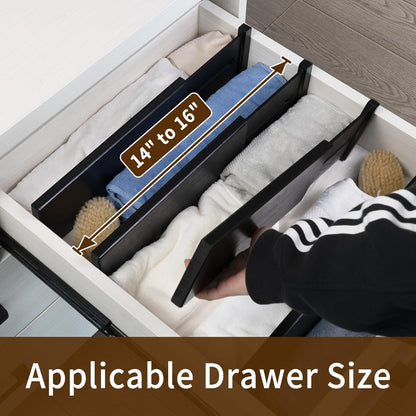 4 Pcs Bamboo Kitchen Drawer Dividers, Large Drawers Organizers | Adjustable Spring Loaded Expandable Organization, Works in Dresser, Bathroom, Bedroom, Office, Fit 17.8"-20.6" Drawer, 2.4"H