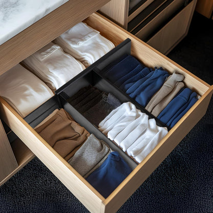 4 Pcs Bamboo Kitchen Drawer Dividers, Large Drawers Organizers | Adjustable Spring Loaded Expandable Organization, Works in Dresser, Bathroom, Bedroom, Office, Fit 17.8"-20.6" Drawer, 2.4"H