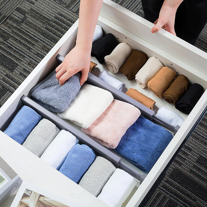 4 Pcs Bamboo Kitchen Drawer Dividers, Large Drawers Organizers | Adjustable Spring Loaded Expandable Organization, Works in Dresser, Bathroom, Bedroom, Office, Fit 17.8"-20.6" Drawer, 2.4"H
