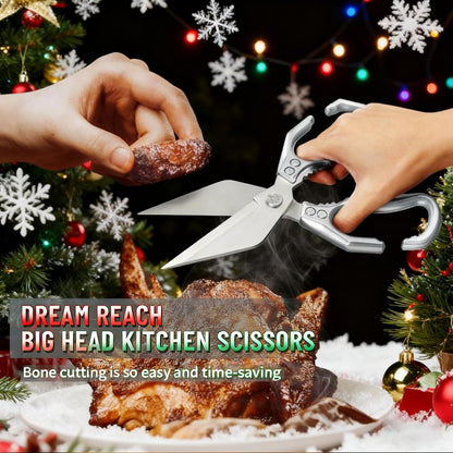 Multifunctional Heavy Duty Kitchen Shears,Kitchen Shears for Cutting Chicken,Kitchen Scissors for Food, Japanese High-Carbon Steel Culinary Poultry Shears, for Chicken,Meat,Fish,Bone Cutting(Silver)