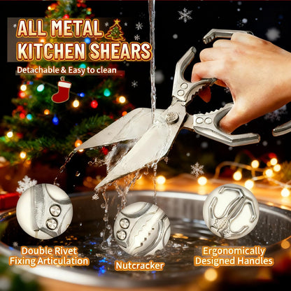 Multifunctional Heavy Duty Kitchen Shears,Kitchen Shears for Cutting Chicken,Kitchen Scissors for Food, Japanese High-Carbon Steel Culinary Poultry Shears, for Chicken,Meat,Fish,Bone Cutting(Silver)