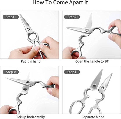Detachable Kitchen Shears Full-Steel Forged Kitchen Scissors, Satin Finish