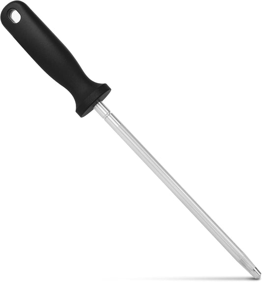 12 Inch Knife Sharpening Steel Rod, High Carbon Honing Rod | 9 Inch Honing Surface, Ergonomic PP Handle, Ideal for Chef and Home Kitchen Knives Maintenance
