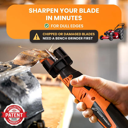 Cordless Lawn Mower Blade Sharpener – Lawnmower Sharpening Kit | Adjustable 20-40 Degree Angle Guide, Rotary Tool, Replaceable Wheel Bits & Rechargeable Battery – Blade Removal Optional