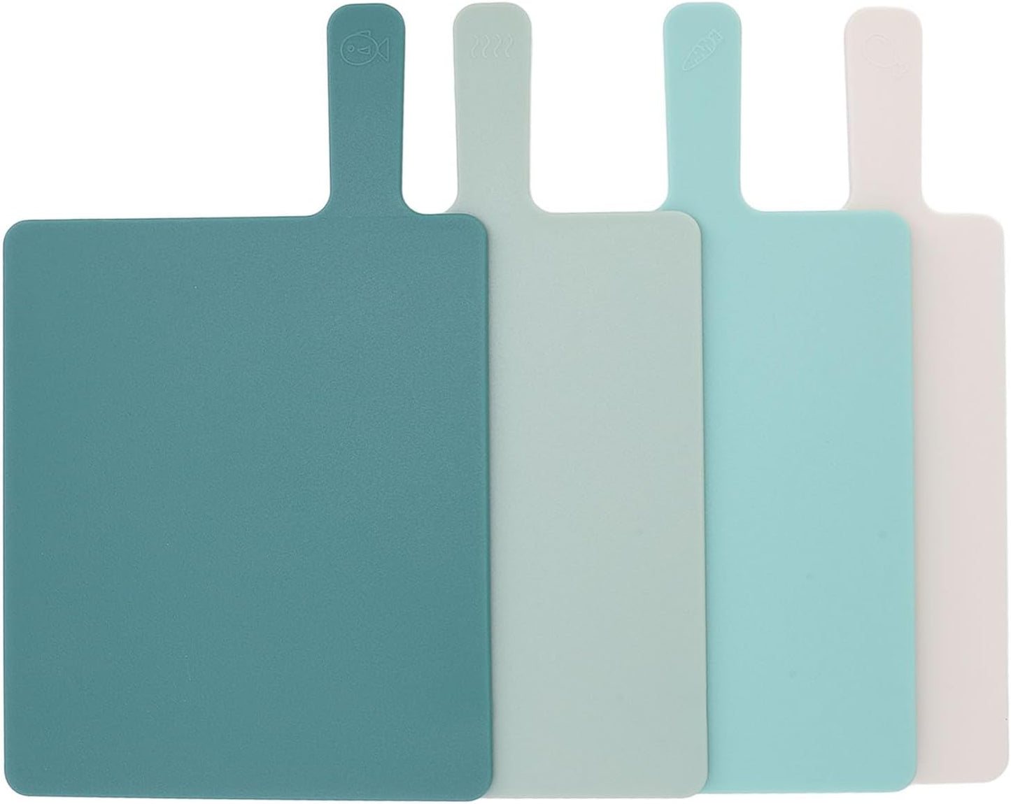 4PCS Plastic Cutting Board, Color Coded Chopping Set with Food Icons and Storage Stand, Ideal for Home Cooking and Outdoor Activities