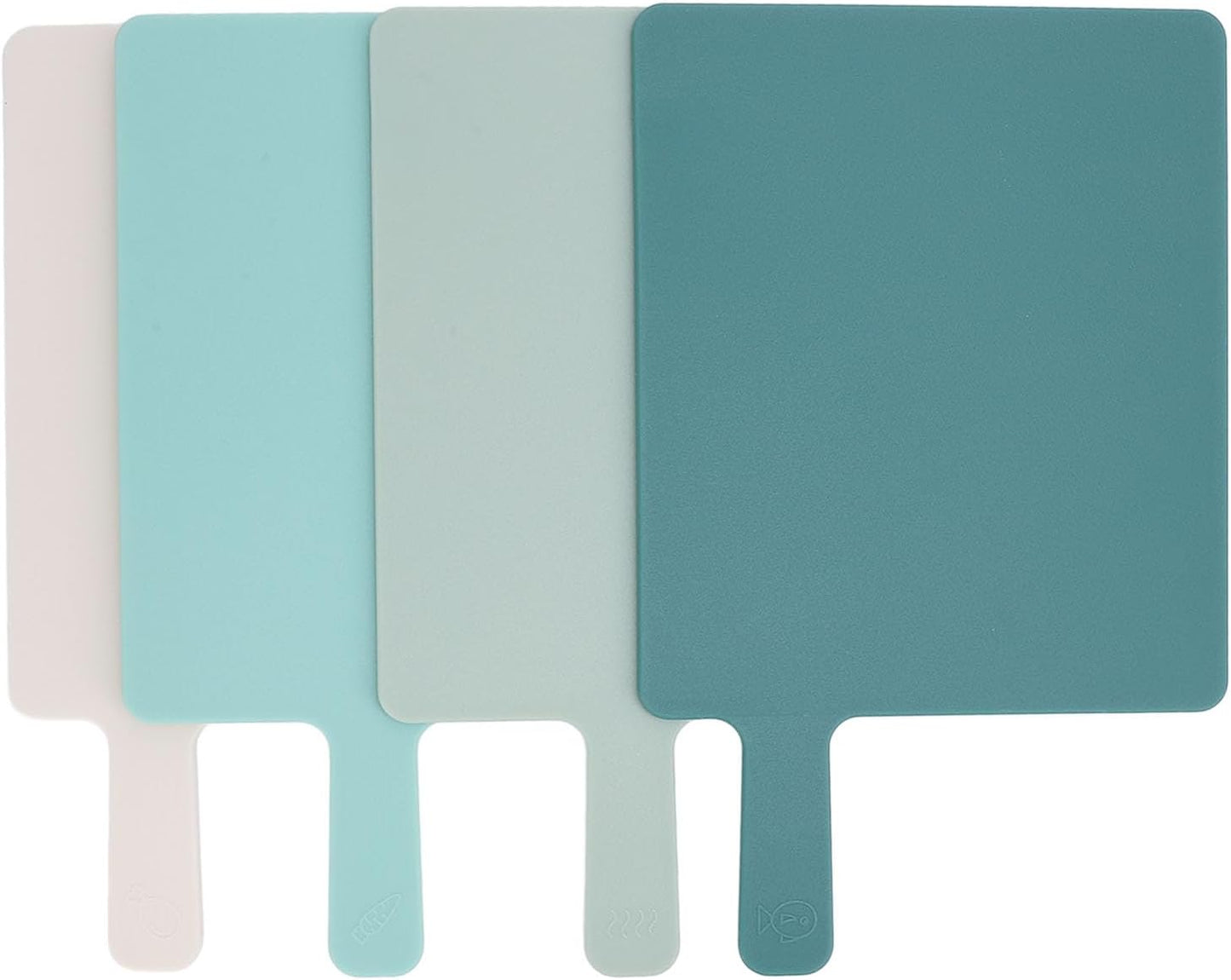 4PCS Plastic Cutting Board, Color Coded Chopping Set with Food Icons and Storage Stand, Ideal for Home Cooking and Outdoor Activities