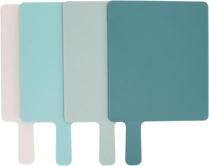 4PCS Plastic Cutting Board, Color Coded Chopping Set with Food Icons and Storage Stand, Ideal for Home Cooking and Outdoor Activities