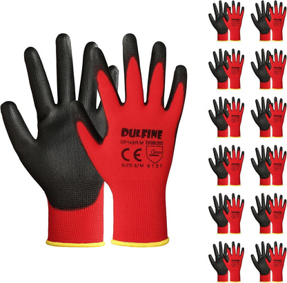 Safety Work Gloves for Men & Women, PU Coated Seamless Knit Grip | Smooth Grip on Palm & Fingers, Ideal for Light General Duty Work, Gardening, Landscaping, Construction, Mechanic, Warehouse