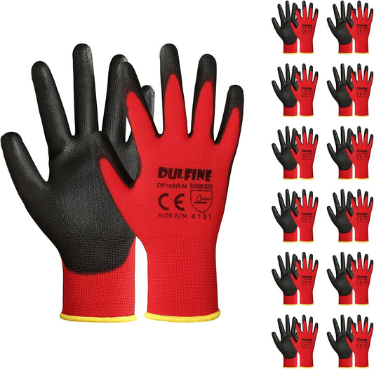 Safety Work Gloves for Men & Women, PU Coated Seamless Knit Grip | Smooth Grip on Palm & Fingers, Ideal for Light General Duty Work, Gardening, Landscaping, Construction, Mechanic, Warehouse