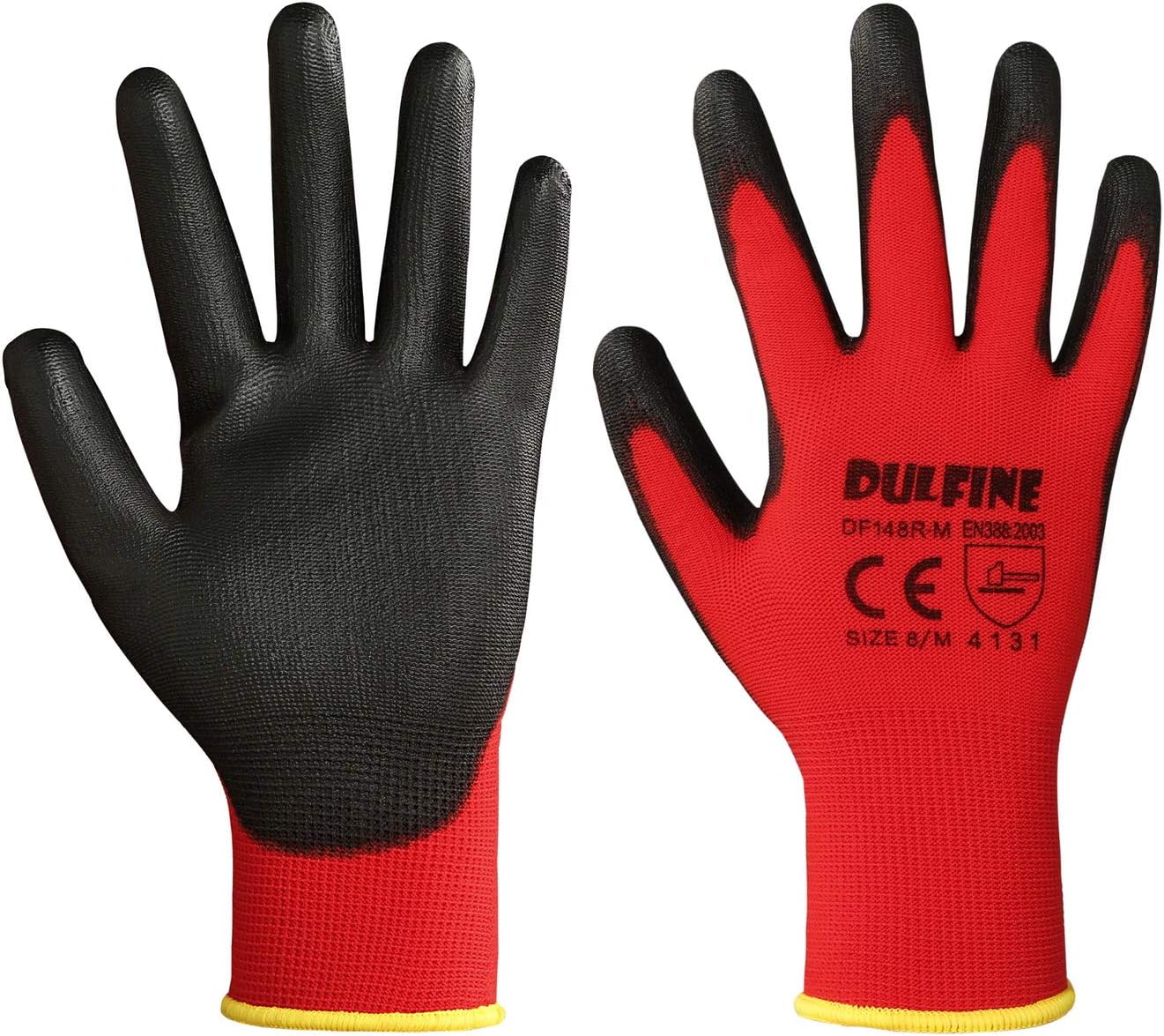 Safety Work Gloves for Men & Women, PU Coated Seamless Knit Grip | Smooth Grip on Palm & Fingers, Ideal for Light General Duty Work, Gardening, Landscaping, Construction, Mechanic, Warehouse