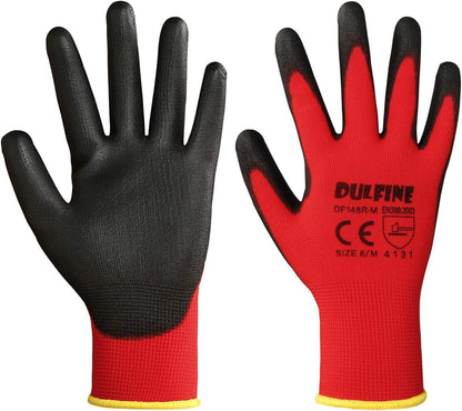 Safety Work Gloves for Men & Women, PU Coated Seamless Knit Grip | Smooth Grip on Palm & Fingers, Ideal for Light General Duty Work, Gardening, Landscaping, Construction, Mechanic, Warehouse