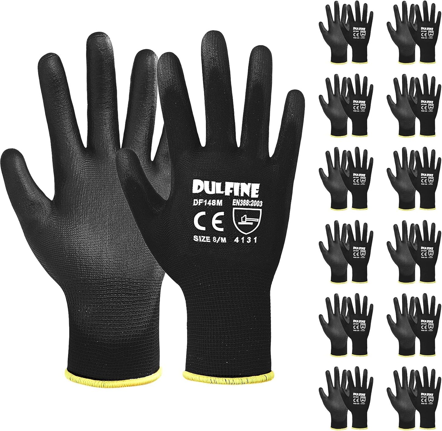 Safety Work Gloves for Men & Women, PU Coated Seamless Knit Grip | Smooth Grip on Palm & Fingers, Ideal for Light General Duty Work, Gardening, Landscaping, Construction, Mechanic, Warehouse