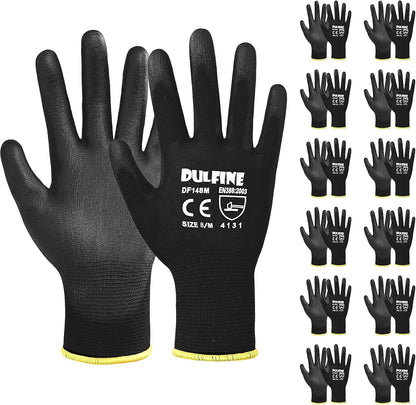 Safety Work Gloves for Men & Women, PU Coated Seamless Knit Grip | Smooth Grip on Palm & Fingers, Ideal for Light General Duty Work, Gardening, Landscaping, Construction, Mechanic, Warehouse