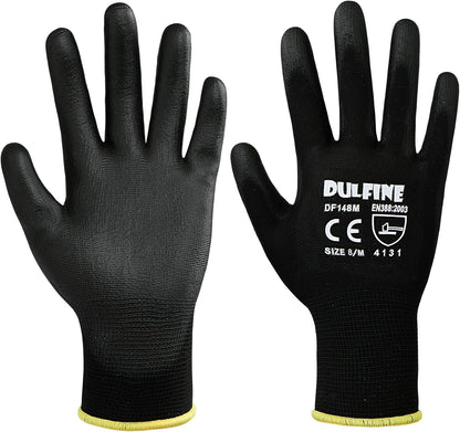Safety Work Gloves for Men & Women, PU Coated Seamless Knit Grip | Smooth Grip on Palm & Fingers, Ideal for Light General Duty Work, Gardening, Landscaping, Construction, Mechanic, Warehouse