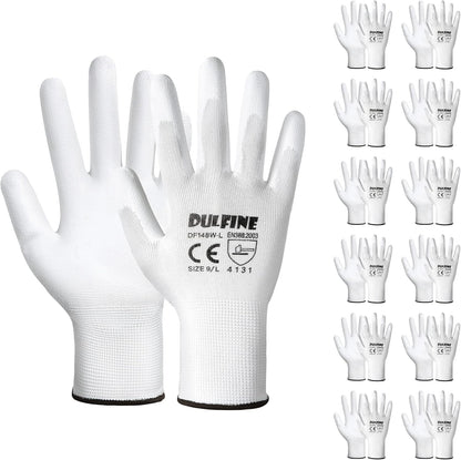 Safety Work Gloves for Men & Women, PU Coated Seamless Knit Grip | Smooth Grip on Palm & Fingers, Ideal for Light General Duty Work, Gardening, Landscaping, Construction, Mechanic, Warehouse