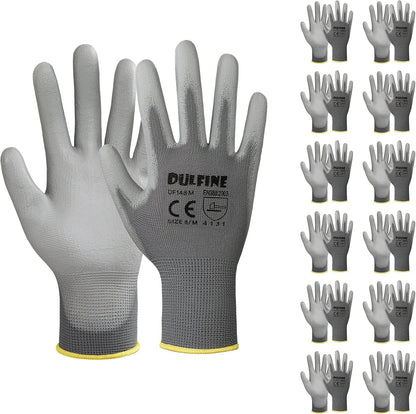 Safety Work Gloves for Men & Women, PU Coated Seamless Knit Grip | Smooth Grip on Palm & Fingers, Ideal for Light General Duty Work, Gardening, Landscaping, Construction, Mechanic, Warehouse