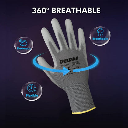 Safety Work Gloves for Men & Women, PU Coated Seamless Knit Grip | Smooth Grip on Palm & Fingers, Ideal for Light General Duty Work, Gardening, Landscaping, Construction, Mechanic, Warehouse