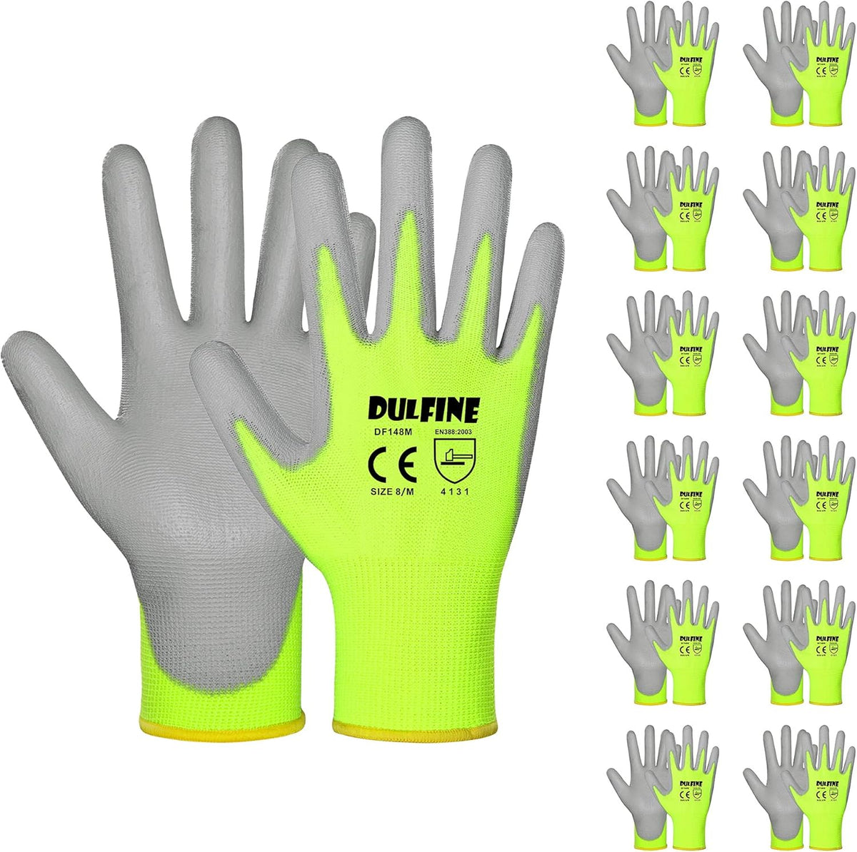 Safety Work Gloves for Men & Women, PU Coated Seamless Knit Grip | Smooth Grip on Palm & Fingers, Ideal for Light General Duty Work, Gardening, Landscaping, Construction, Mechanic, Warehouse