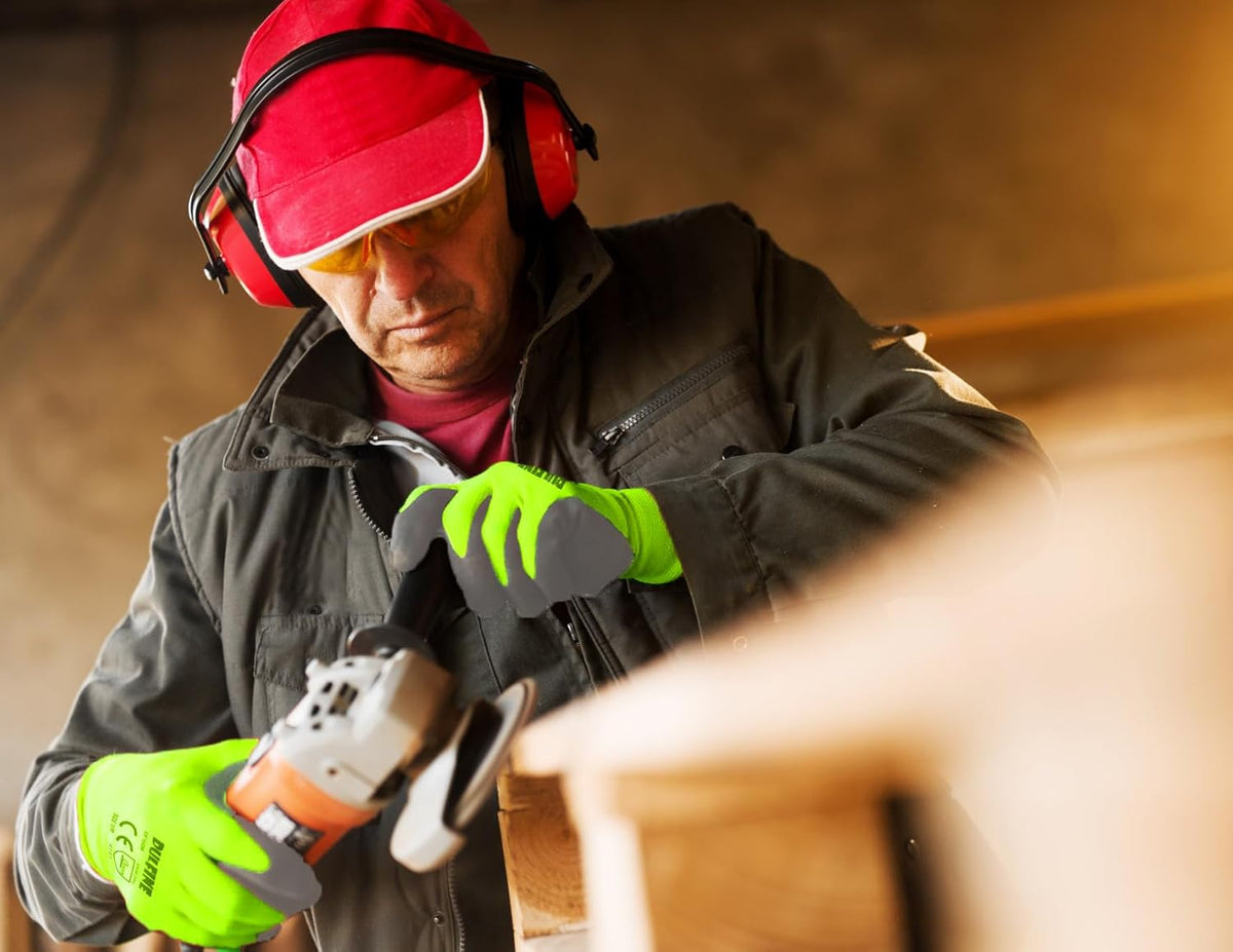 Safety Work Gloves for Men & Women, PU Coated Seamless Knit Grip | Smooth Grip on Palm & Fingers, Ideal for Light General Duty Work, Gardening, Landscaping, Construction, Mechanic, Warehouse