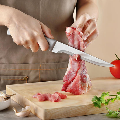 3PCS Boning Knife, German Stainless Steel Fillet Knives, 6 inch Curved Boning Deboning Filet Fillet Knife for Meat, Fish, Poultry, Cutting, Trimming, Ergonomic Rubber Handle, Dishwasher Safe