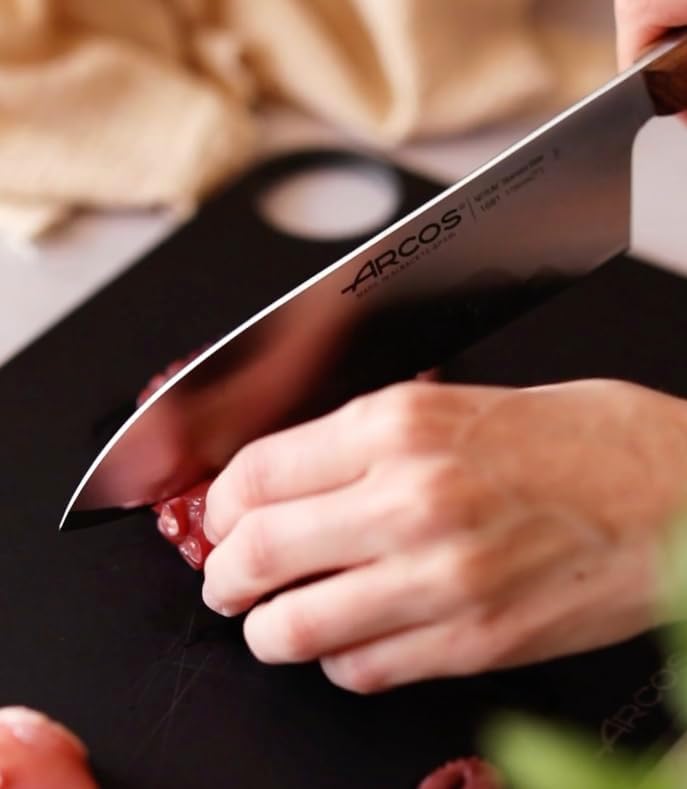 Deba Knife 7 Inch Stainless Steel. Japanese Kitchen Knife for Fish, Meat and Vegetables. Ovengkol Wood Handle 100% natural FSC and 170mm Blade. Series Nordika. Color Brown.