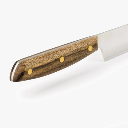 Deba Knife 7 Inch Stainless Steel. Japanese Kitchen Knife for Fish, Meat and Vegetables. Ovengkol Wood Handle 100% natural FSC and 170mm Blade. Series Nordika. Color Brown.