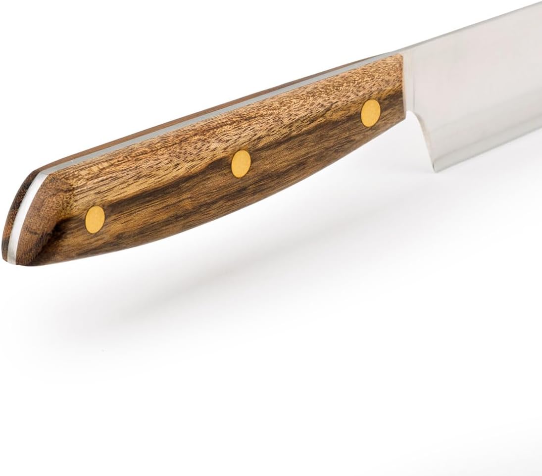 Deba Knife 7 Inch Stainless Steel. Japanese Kitchen Knife for Fish, Meat and Vegetables. Ovengkol Wood Handle 100% natural FSC and 170mm Blade. Series Nordika. Color Brown.