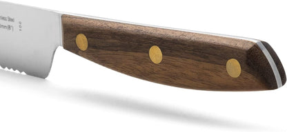 Deba Knife 7 Inch Stainless Steel. Japanese Kitchen Knife for Fish, Meat and Vegetables. Ovengkol Wood Handle 100% natural FSC and 170mm Blade. Series Nordika. Color Brown.