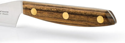 Deba Knife 7 Inch Stainless Steel. Japanese Kitchen Knife for Fish, Meat and Vegetables. Ovengkol Wood Handle 100% natural FSC and 170mm Blade. Series Nordika. Color Brown.