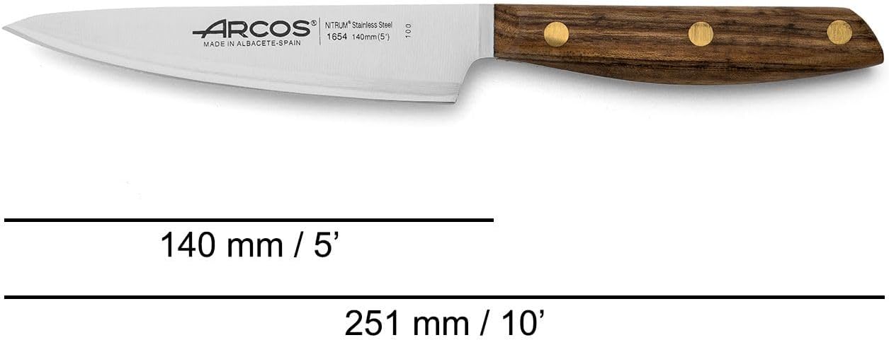 Deba Knife 7 Inch Stainless Steel. Japanese Kitchen Knife for Fish, Meat and Vegetables. Ovengkol Wood Handle 100% natural FSC and 170mm Blade. Series Nordika. Color Brown.