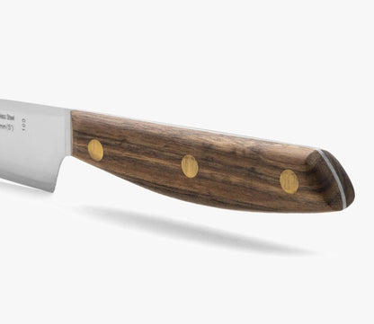 Deba Knife 7 Inch Stainless Steel. Japanese Kitchen Knife for Fish, Meat and Vegetables. Ovengkol Wood Handle 100% natural FSC and 170mm Blade. Series Nordika. Color Brown.