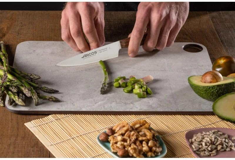 Deba Knife 7 Inch Stainless Steel. Japanese Kitchen Knife for Fish, Meat and Vegetables. Ovengkol Wood Handle 100% natural FSC and 170mm Blade. Series Nordika. Color Brown.