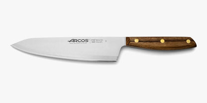 Deba Knife 7 Inch Stainless Steel. Japanese Kitchen Knife for Fish, Meat and Vegetables. Ovengkol Wood Handle 100% natural FSC and 170mm Blade. Series Nordika. Color Brown.