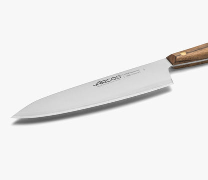 Deba Knife 7 Inch Stainless Steel. Japanese Kitchen Knife for Fish, Meat and Vegetables. Ovengkol Wood Handle 100% natural FSC and 170mm Blade. Series Nordika. Color Brown.