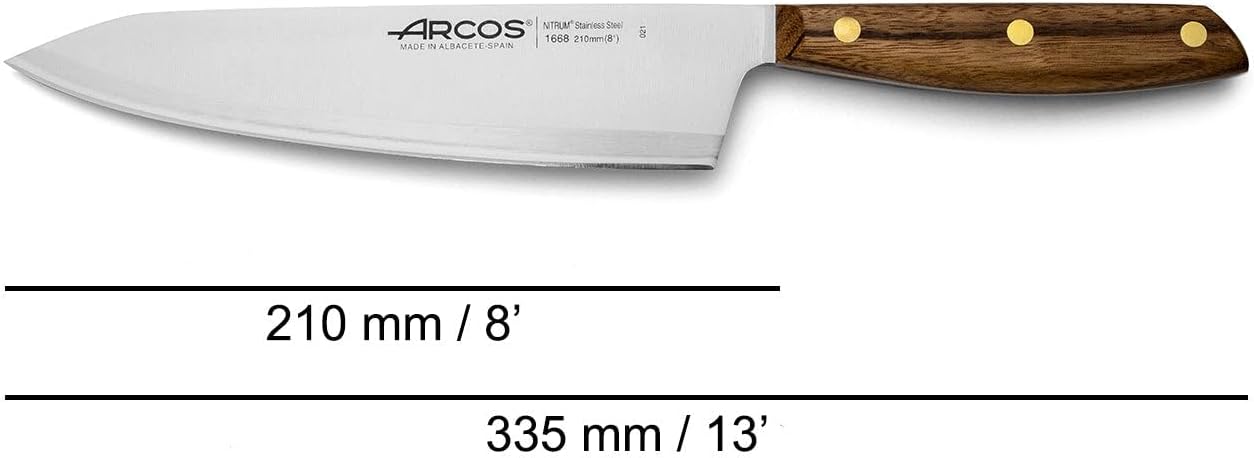 Deba Knife 7 Inch Stainless Steel. Japanese Kitchen Knife for Fish, Meat and Vegetables. Ovengkol Wood Handle 100% natural FSC and 170mm Blade. Series Nordika. Color Brown.