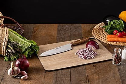Deba Knife 7 Inch Stainless Steel. Japanese Kitchen Knife for Fish, Meat and Vegetables. Ovengkol Wood Handle 100% natural FSC and 170mm Blade. Series Nordika. Color Brown.