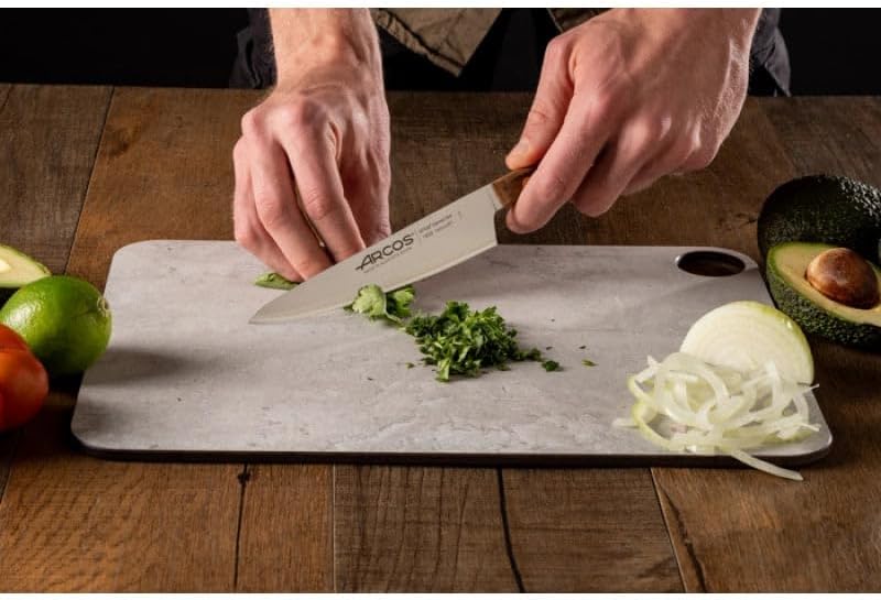 Deba Knife 7 Inch Stainless Steel. Japanese Kitchen Knife for Fish, Meat and Vegetables. Ovengkol Wood Handle 100% natural FSC and 170mm Blade. Series Nordika. Color Brown.