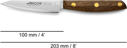Deba Knife 7 Inch Stainless Steel. Japanese Kitchen Knife for Fish, Meat and Vegetables. Ovengkol Wood Handle 100% natural FSC and 170mm Blade. Series Nordika. Color Brown.