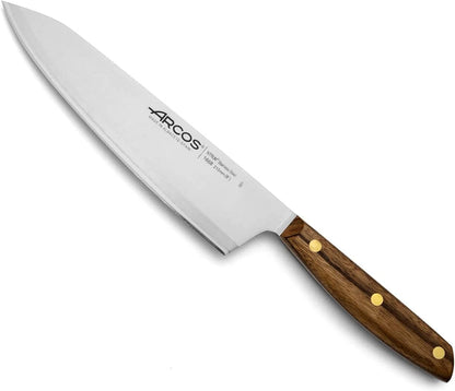 Deba Knife 7 Inch Stainless Steel. Japanese Kitchen Knife for Fish, Meat and Vegetables. Ovengkol Wood Handle 100% natural FSC and 170mm Blade. Series Nordika. Color Brown.
