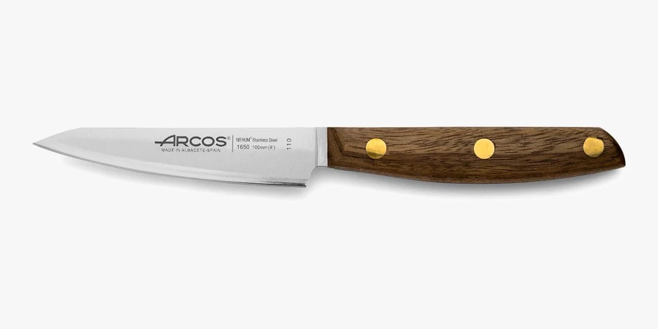 Deba Knife 7 Inch Stainless Steel. Japanese Kitchen Knife for Fish, Meat and Vegetables. Ovengkol Wood Handle 100% natural FSC and 170mm Blade. Series Nordika. Color Brown.