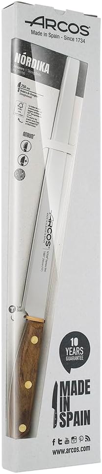 Deba Knife 7 Inch Stainless Steel. Japanese Kitchen Knife for Fish, Meat and Vegetables. Ovengkol Wood Handle 100% natural FSC and 170mm Blade. Series Nordika. Color Brown.