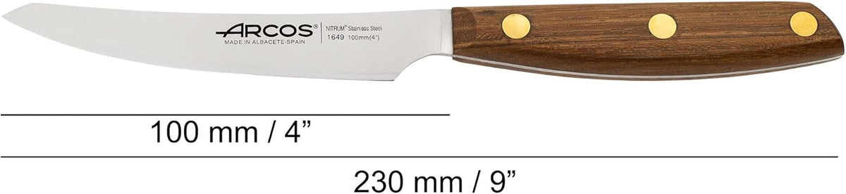 Deba Knife 7 Inch Stainless Steel. Japanese Kitchen Knife for Fish, Meat and Vegetables. Ovengkol Wood Handle 100% natural FSC and 170mm Blade. Series Nordika. Color Brown.